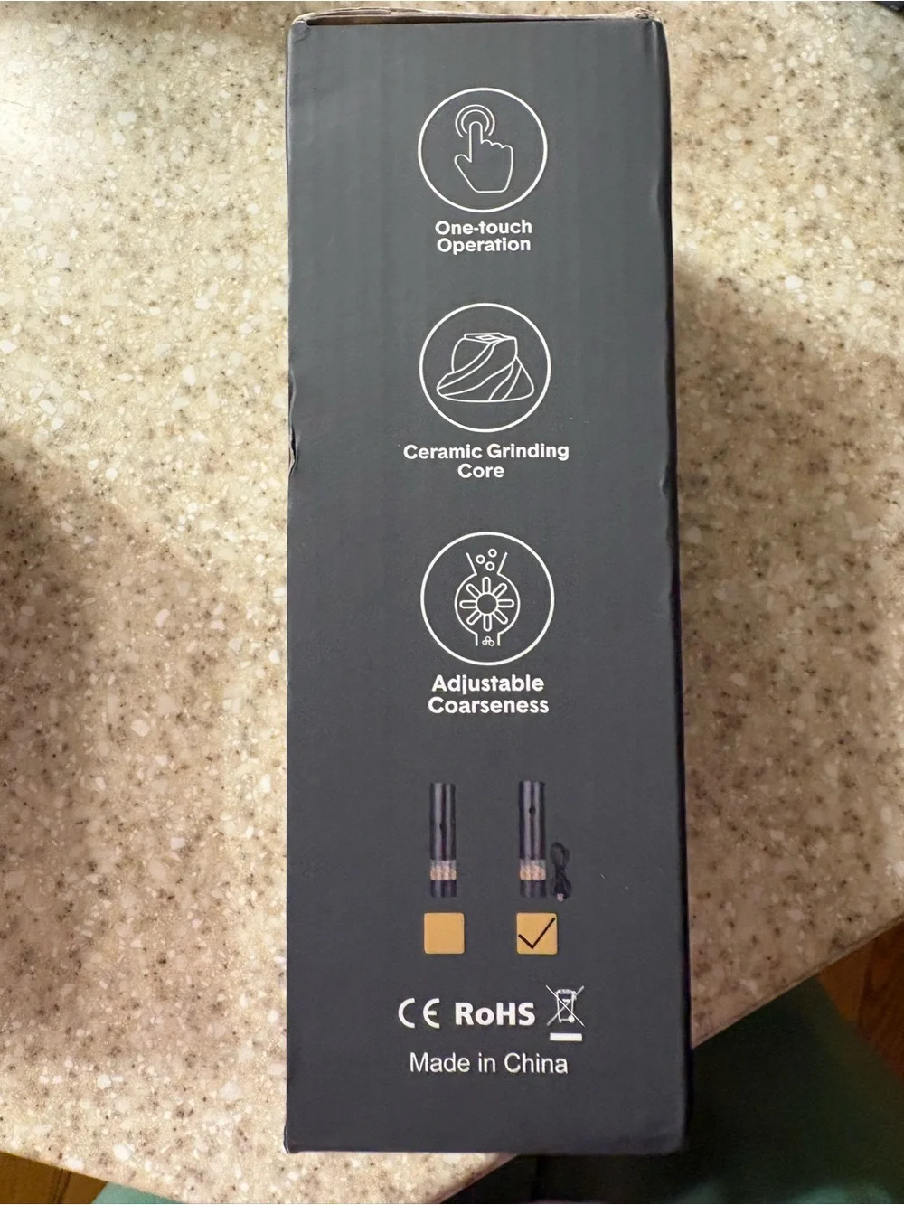 Electric Salt & Pepper Grinder Set - Black Rechargeable-BRAND NEW IN BOX!